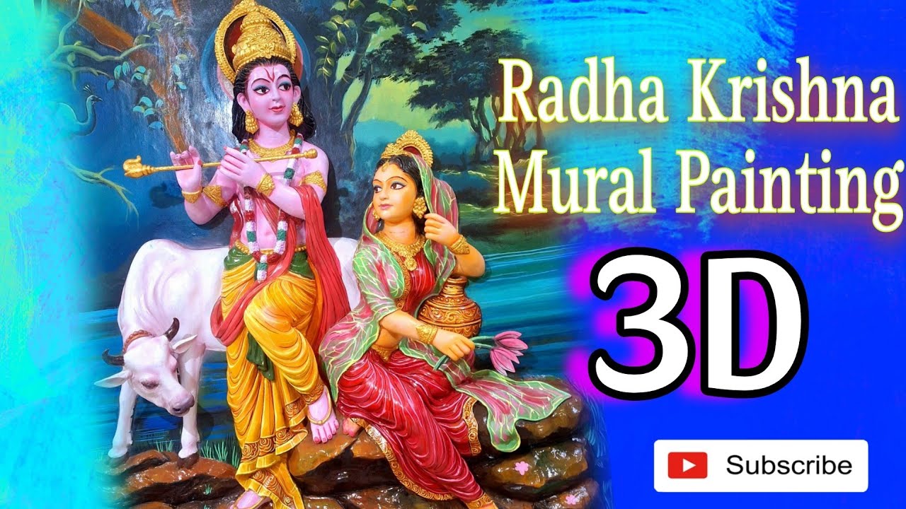Radha Krishna 3D Mural Painting|| Fiber glass sculpture 