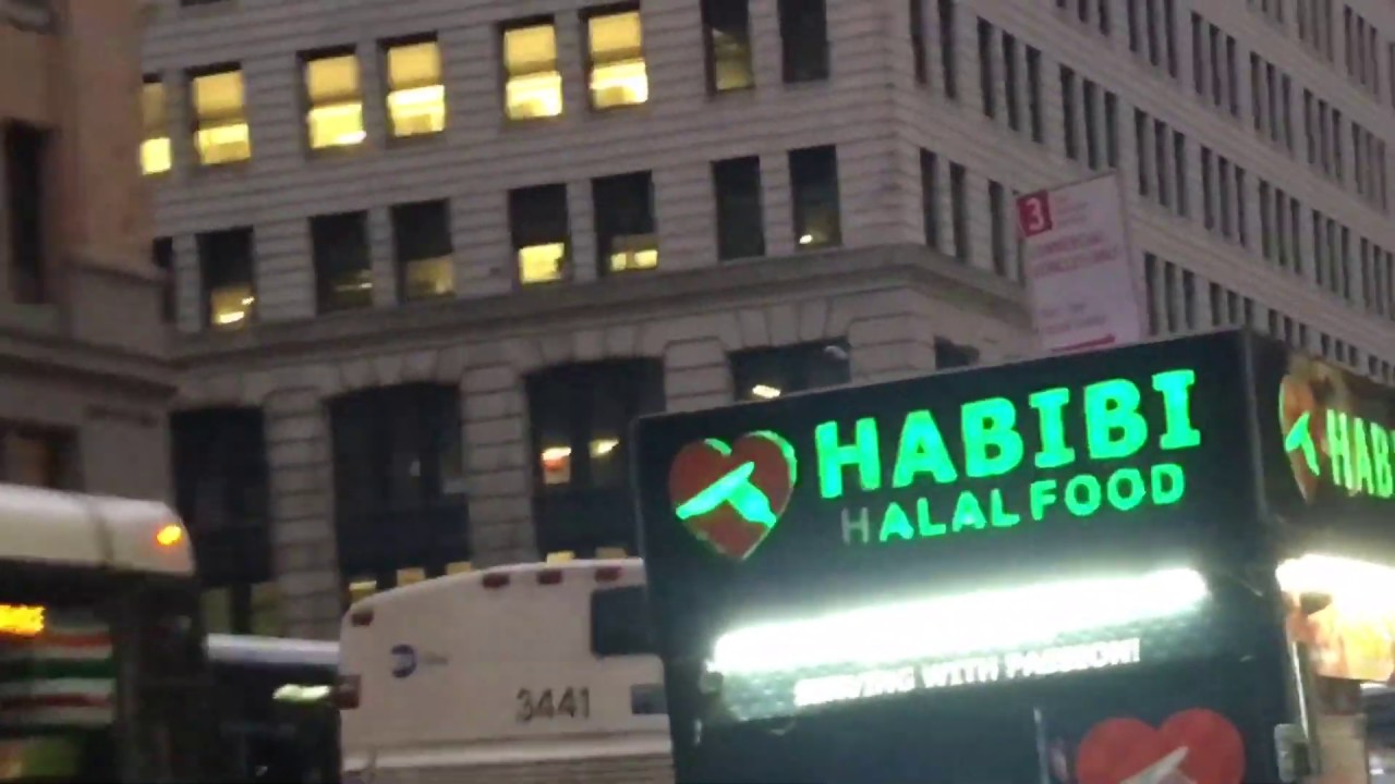 NYC Food Cart• Habibi Halal•Serving with Passion•and Hype Lights