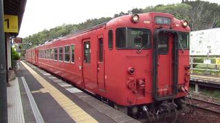 JR西日本津山線　快速ことぶき　亀甲駅を発車！　JR Tsuyama Line / Rapid　Service　KOTOBUKI　/　Kamenoko station / KIHA