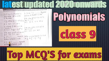2020 MCQ POLYNOMIALS class 9  MCQ
