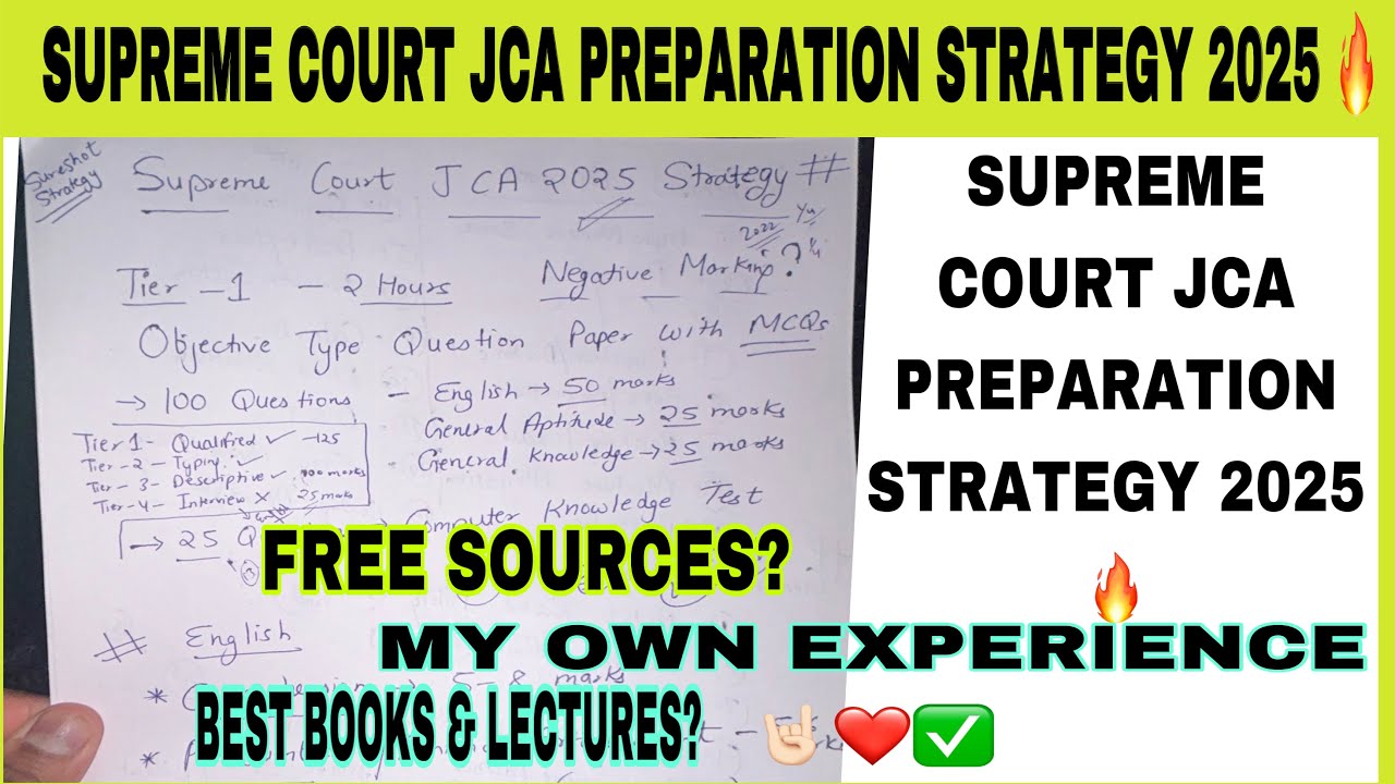 How to prepare for SCI JCA Exam 2025 🔥 | supreme court jca preparation strategy | sci jca cut off |