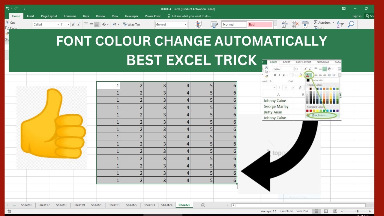 EXCEL TRICK!!! How to change automatically text color in excel 2023 ...