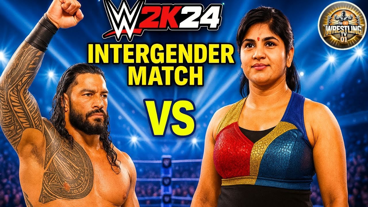 🔥WWE 2K24 – Индийская девушка Нихарика Сингх против Романа Рейнса | Лучший матч по рестлингу Iron...