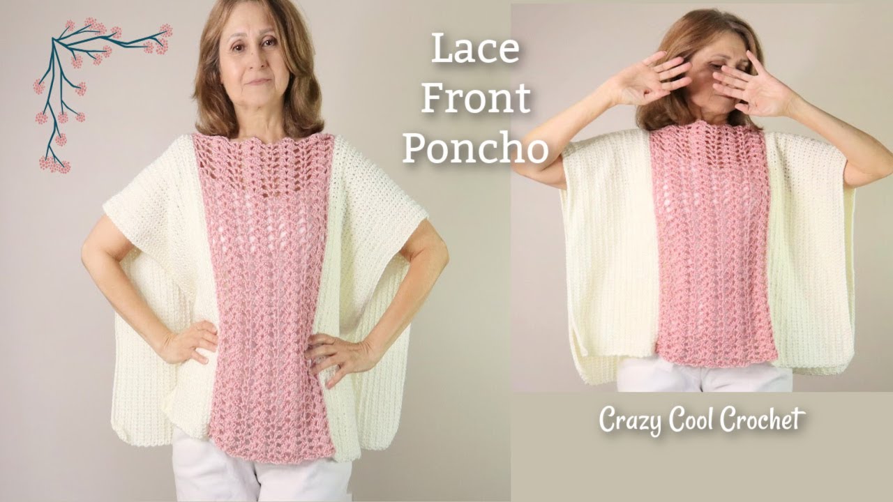 Crochet Poncho with Lace Front - EASY! - YouTube