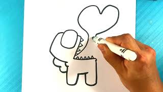 EASY how to Draw AMONG US IMPOSTER - Heart Tongue