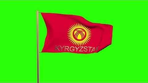 Kyrgyzstan Flag With Title Waving In The Wind. Looping Sun Rises Style. Animatio Stock Animation