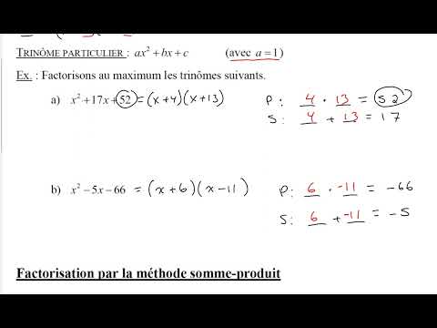 Factorisation par la méthode produit-somme