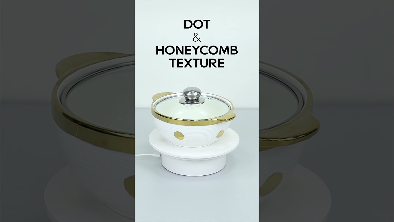 Elegant Embossed Gold-Plated Ceramic Soup Pot Set with Glass Lid | Durable & Stylish Tableware