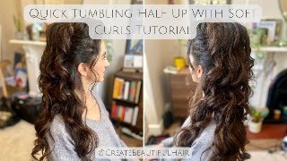 Gorgeous Tumbling Half Up Bridal Hairstyle with Soft Curls Tutorial!