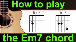 How to play Em7 on guitar. The E minor 7 or E min 7 guitar chord easy guitar lesson