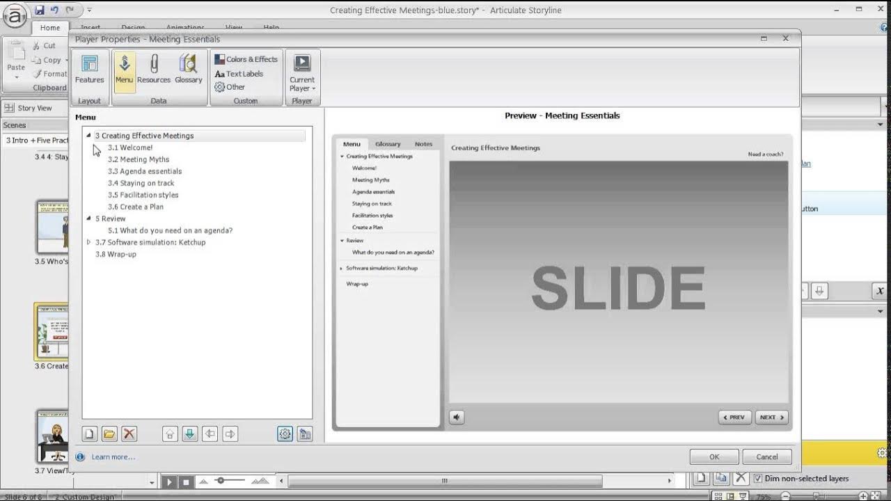 Articulate Storyline tutorial: Customizing the player menu - YouTube