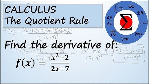 Calculus - Using the Quotient Rule to find a Derivative