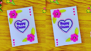 Onam greeting Card/how to make onam card/onam craft/plain paper onam card/easy onam drawing/card