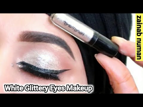 White Glittery Eyes Makeup Tutorial For