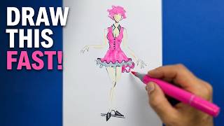 How to Draw Fashion Illustration Step by Step | Pink Dress Sketch Tutorial | SSM Fashion