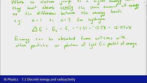 IB Physics (2016) - 7.1 Discrete energy and radioactivity Part 2 - Energy level transitions