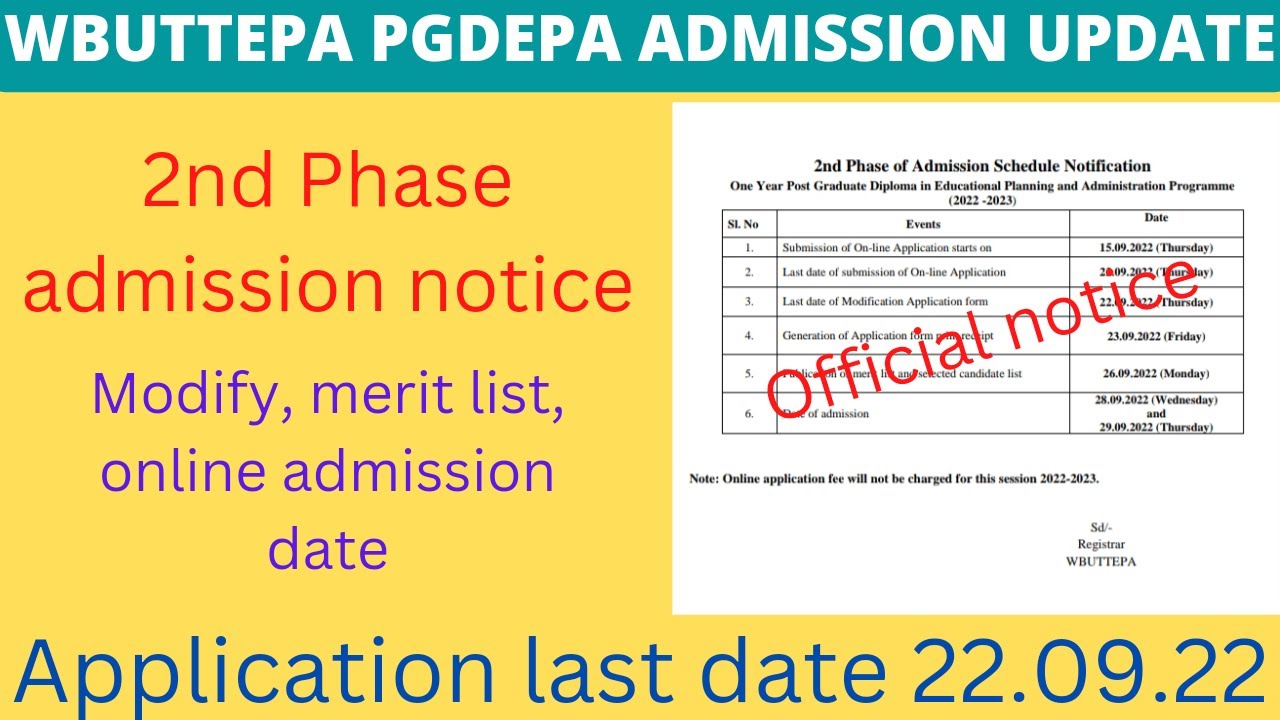 Wbuttepa Pgdepa admission 2022-23. Wbuttepa today new update. Wbuttepa online apply 2022. 