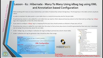 Lesson - 62 : Hibernate - Many To Many Using idbag tag using XML and Annotation based Config