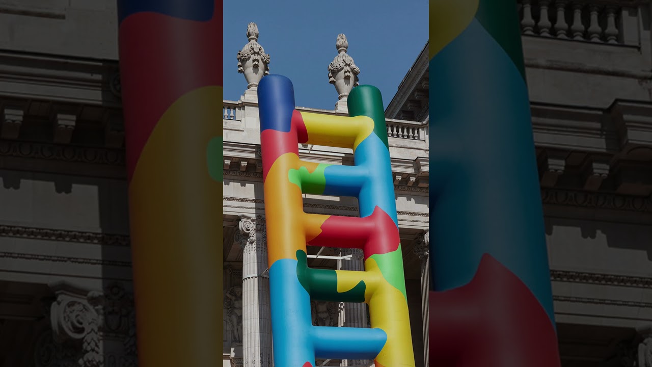 Giant, inflatable, color-splashed ladder provides instant contrast 