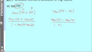 Honors Precalculus- Section 10-2: Sum and Difference Formula for Tangent