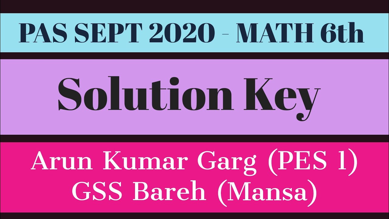 Pas math 6 sept 2020 solution key youtube