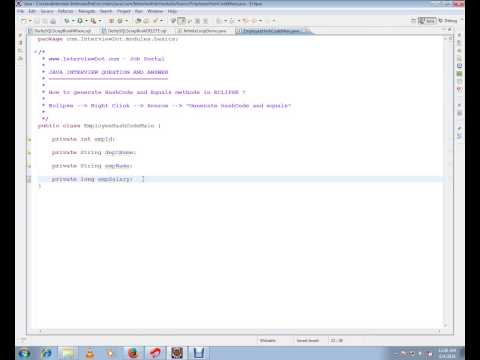 HOW TO GENERATE HASHCODE AND EQUALS METHODS IN ECLIPSE