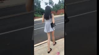 This girl has very beautiful leg, short skirt
