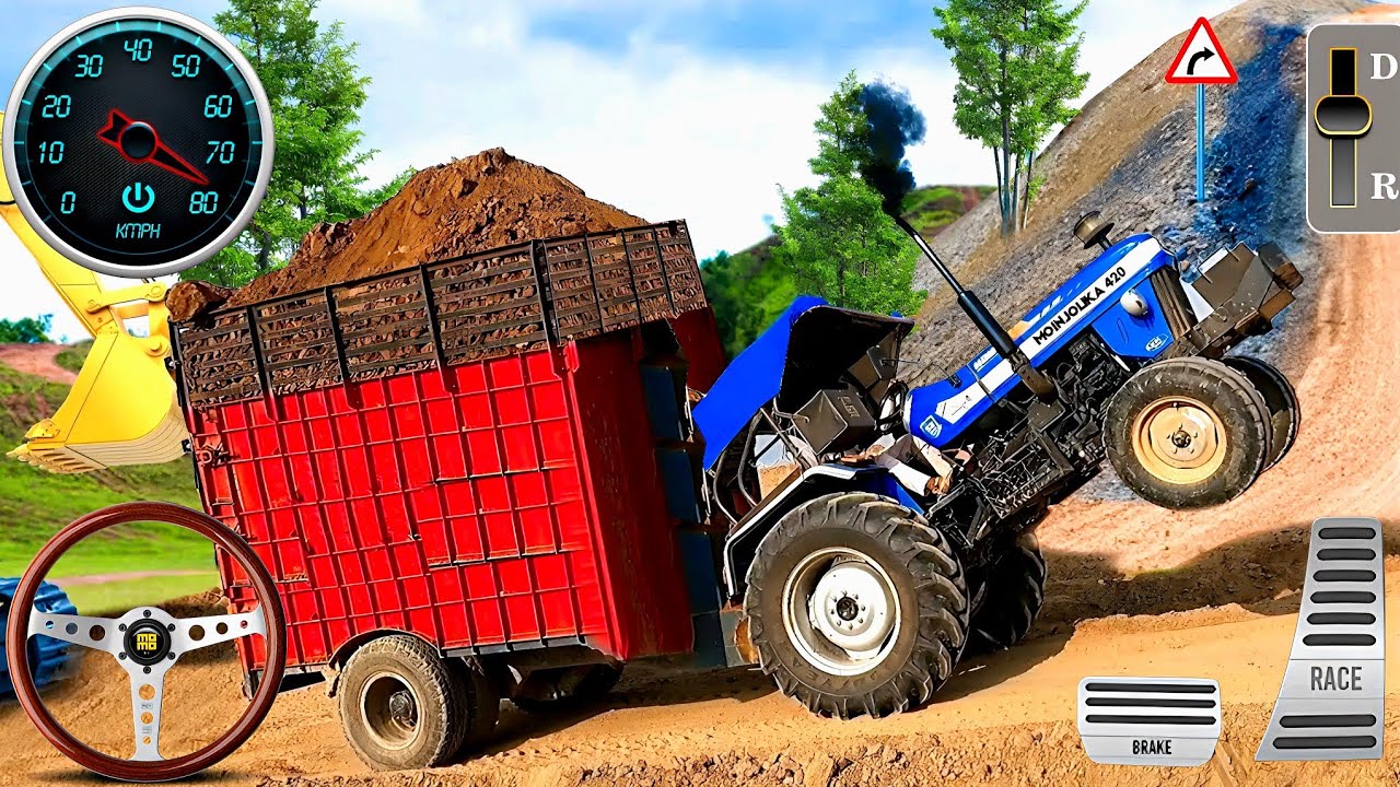 Hill Tractor Trolley Cargo Transport Simulator - Heavy Farming Tractor Driving : Android Gameplay