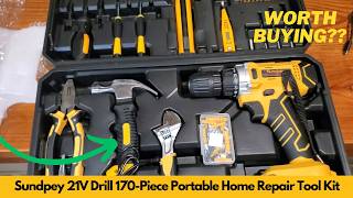 Sundpey 21V Drill 170-Piece Portable General Basic Home Repair Tool Set Unboxing & Review