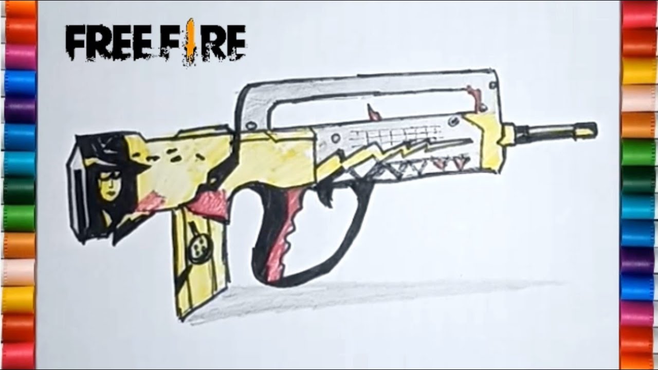 Cara Menggambar Dan Mewarnai Famas Clu Free Fire Drawing Famas Clu FF YouTube