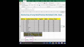 Shortcut key of Jump next/previous worksheet in Ms - Excel
