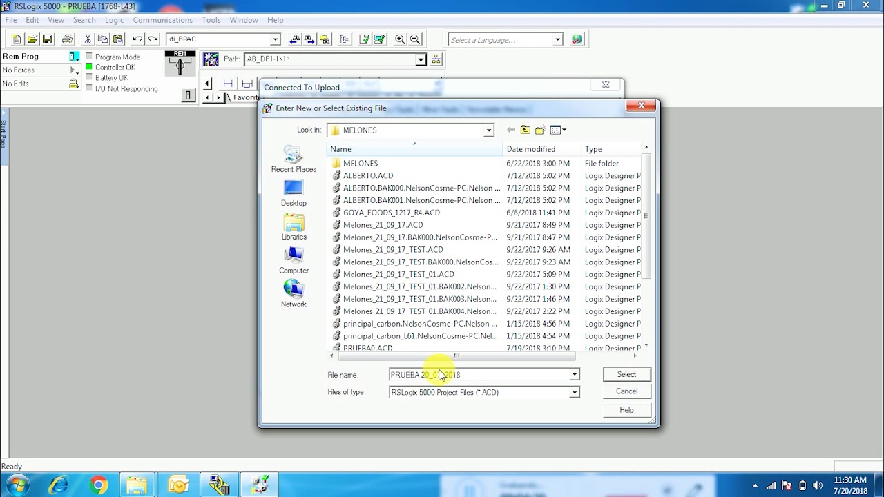 Upload o Backup PLC CompactLogix Allen Bradley via RS 232