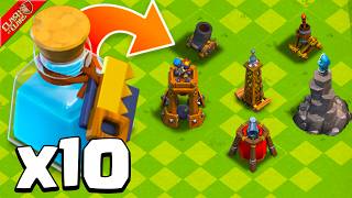 Upgrading Level 1 Defenses with 10 Builder Potions!  Clash of Clans