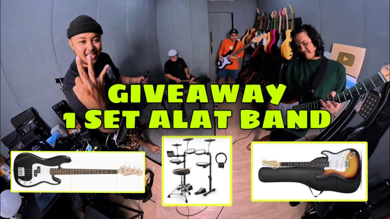 GIVEAWAY 1 SET ALAT BAND! GITAR LISTRIK, BASS & DRUM