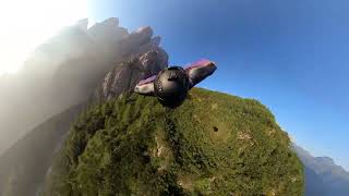 Dolomites Italy, Mount Agner Morning wingsuit BASE jump