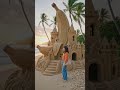 banana-house built entirely from sand, detailed sand architecture with realistic textures,