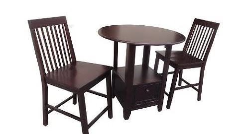 ACME Alva 3-Piece Counter Height Dining Set, Dark Cherry Finish Drawer on the table bottom