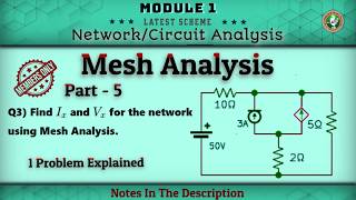 Mesh Analysis Part 5 1 Problems Explained Network/Circuit Analysis 3rd Sem ECE VTU