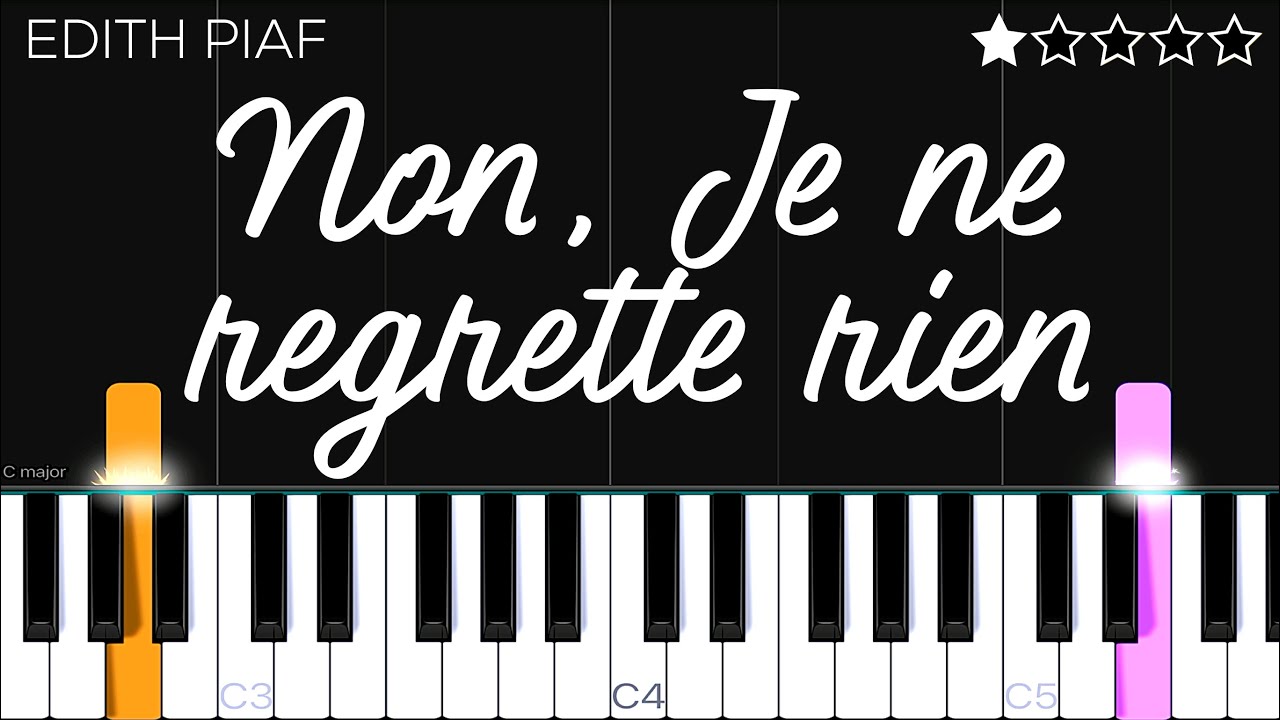 Edith Piaf - Non, Je ne regrette rien | EASY Piano Tutorial - YouTube