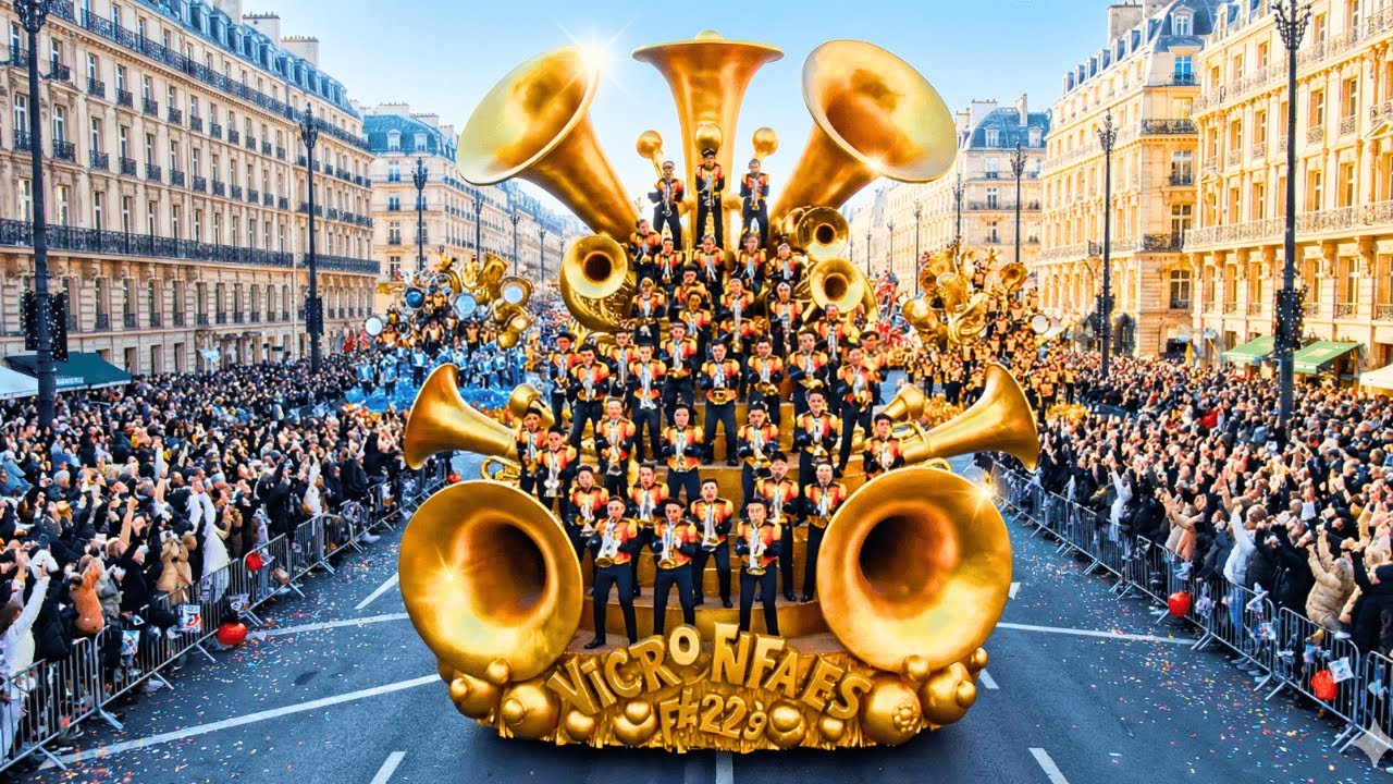 Paris Midnight Countdown Parade 2026 | Massive Drumline, Brass Bands, Dance Waves + Fireworks Sky