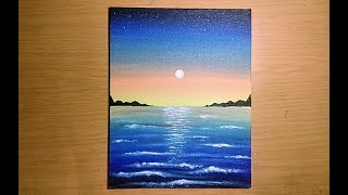 Ocean Sunset Acrylic Painting for Beginners | Sunset Landscape | Easy step by step acrylic painting