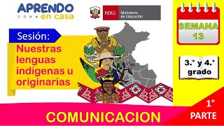 Lenguas indigenas u originarias APRENDO EN CASA 3 y 4 GRADO DE PRIMARIA