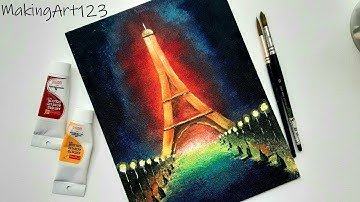 Eiffel Tower Painting -Easy Step by Step Acrylic Painting Tutorial for Beginners