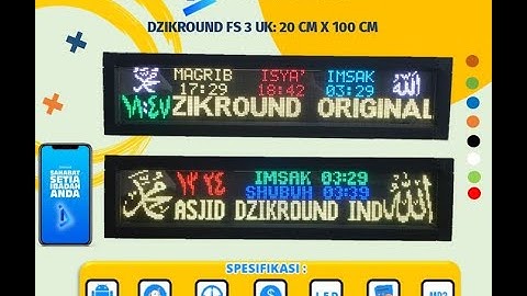 DZIKROUND FS3 JAM DIGITAL MASJID Jadwal Sholat P5 fullcolour 20cmx100cm