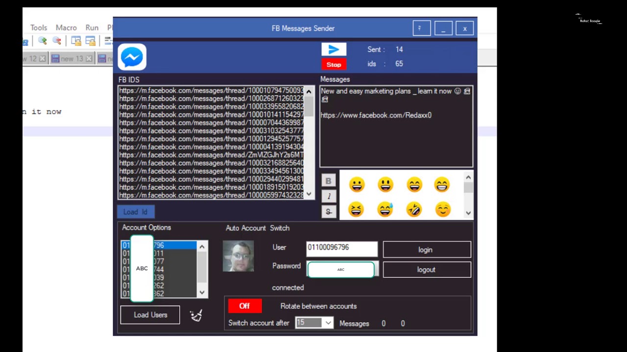 FACEBOOK MESSENGER BULKSENDER v 3 with vb net Source Code - YouTube