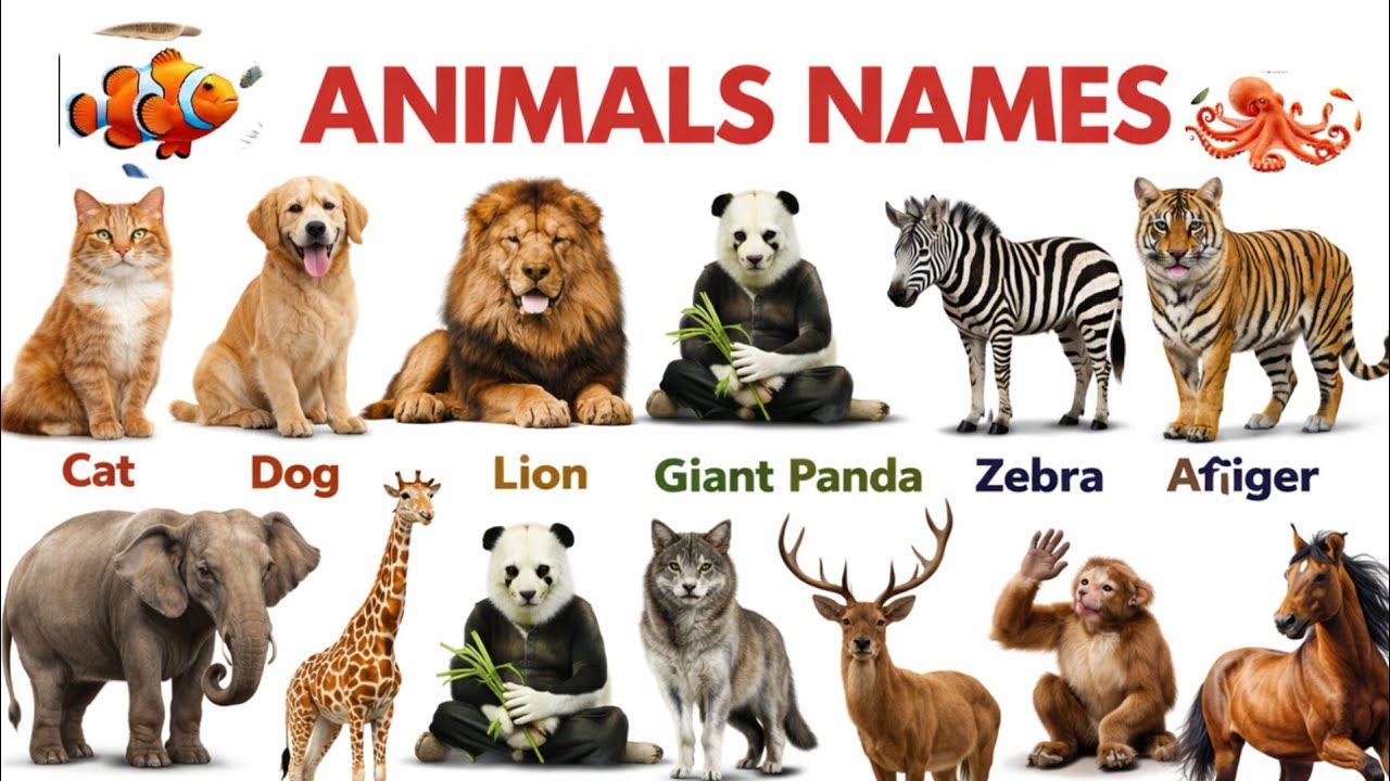 "Animal Names for Kids in English | Learn Animals for Toddlers | LKG/UKG educational video 