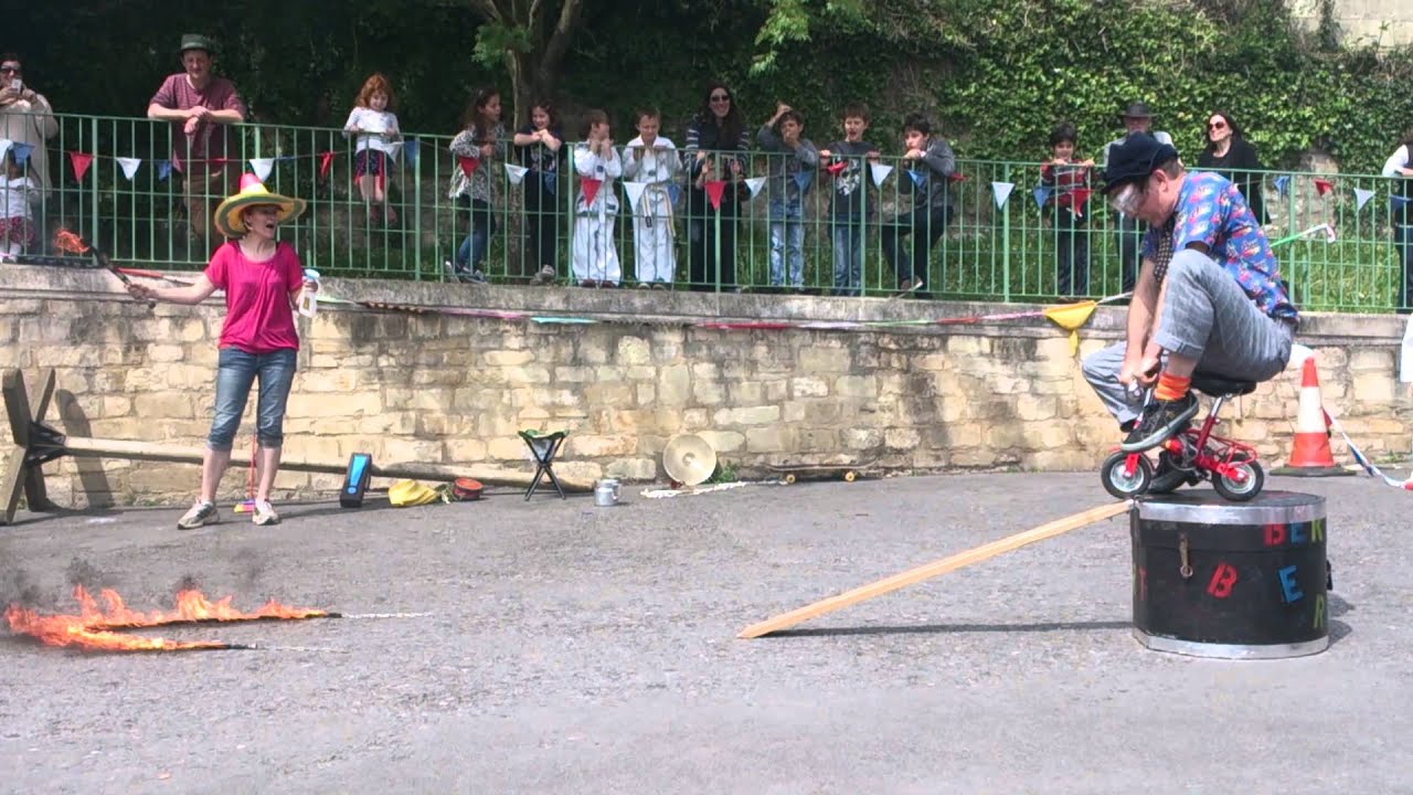 Clown Bert performs his world famous bike act