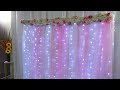 Como Fazer Painel de Cortinário Rosa e Branco Para Decoração de Festa Com Led Floral Montar Cortinas