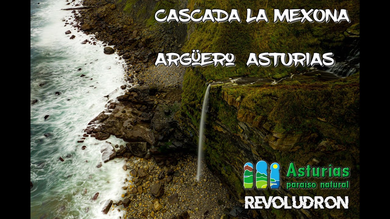 Cascada La Mexona - Argüero - Asturias a vista de dron.
