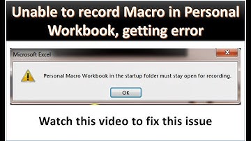 Excel Problem: Unable to record Macro in Personal Workbook || Personal Macro is not appearing